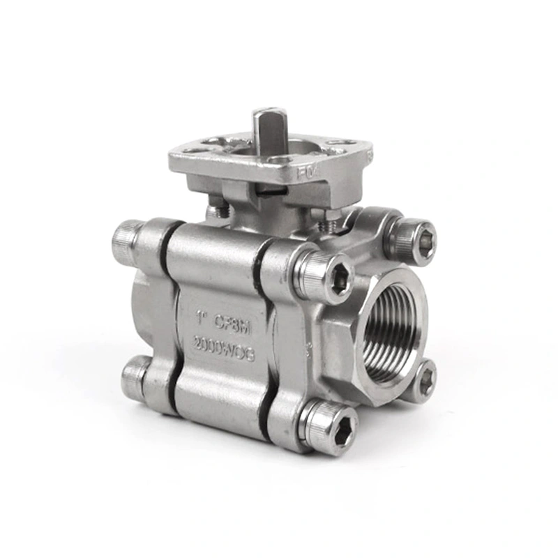3-delige kogelkraan 2000WOG met ISO 5211-basis voor actuator