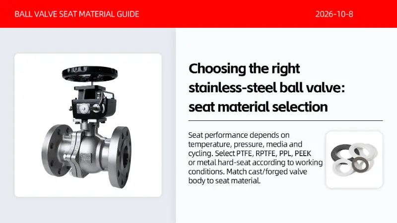 Stainless steel ball valve seat selection by temperature and pressure